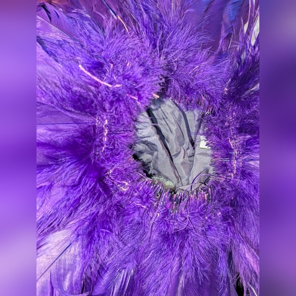 Oi San Francisco VINTAGE Velvet Christmas Stocking Purple High Heel Feathers - Picture 8 of 10
